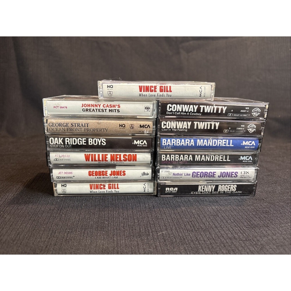 Lot Of 12 Vintage 80s 90s Country Music Cassette Tapes George Strait Johnny Cash
